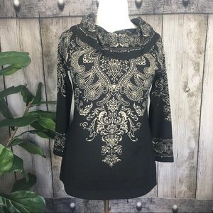 NWT Soft Surroundings Black Cowl Neck Sweater Petite M